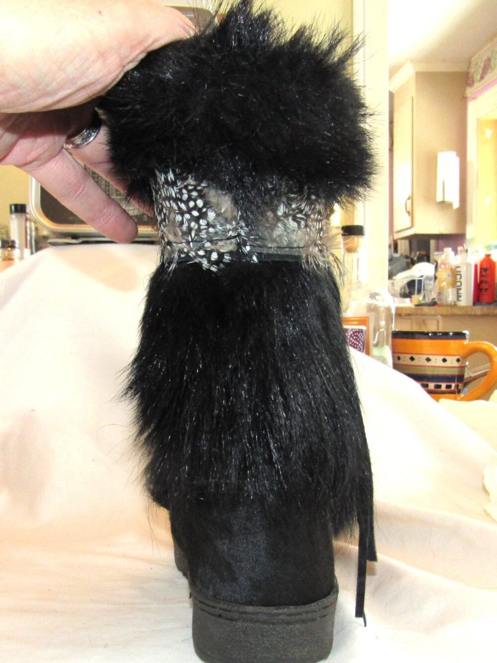 Bearpaw Kola II Sheepskin Black Goat Fur Women’s Winter Snow Lined Boots Size 9 - Picture 9 of 13